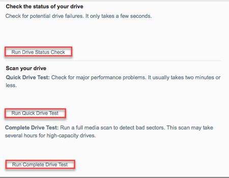 wd drive utilities mybook quick drive test failed