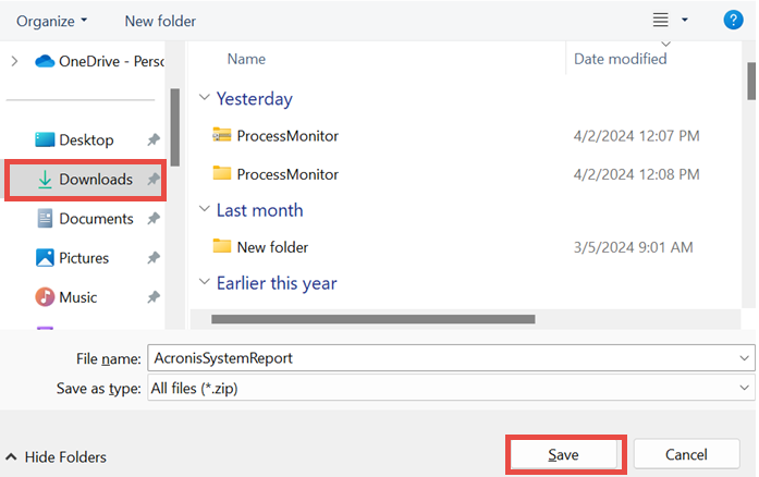 acronis true image system report user access