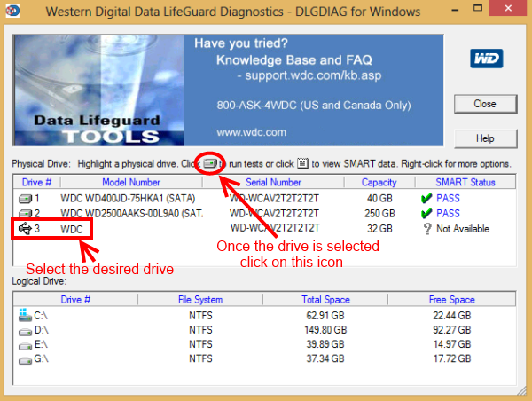 western digital drive health tool