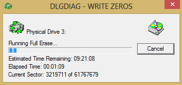 wd drive utilities erasing data from drive stuck