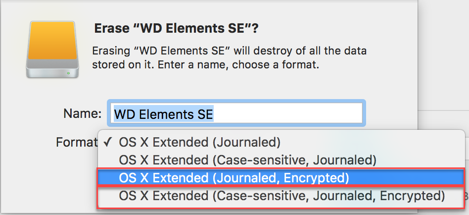 mac os extended journaled external hard drive