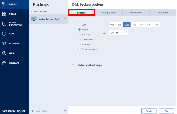 which backup scheme to user for acronis true image