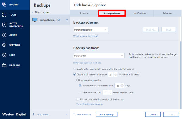 acronis true image backup scheme