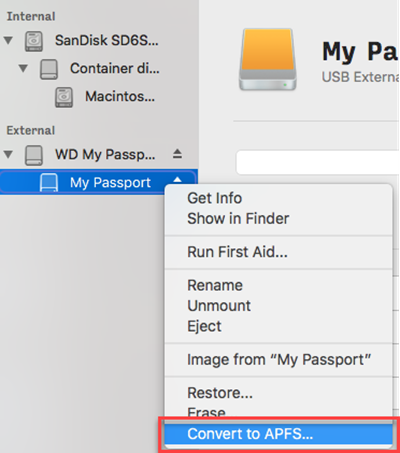 format wd my passport for mac high sierra