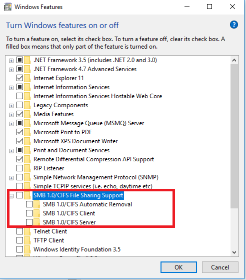 smb 1.0 cifs ファイル 共有 の サポート