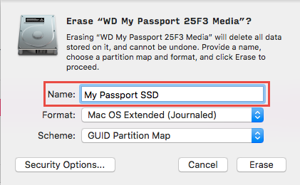 cannot erase external hard drive mac