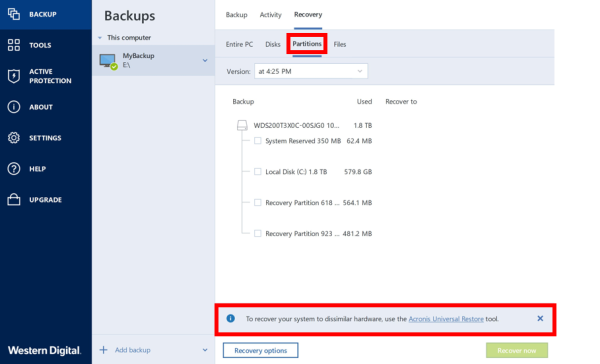 how to recover files using acronis true image 2016