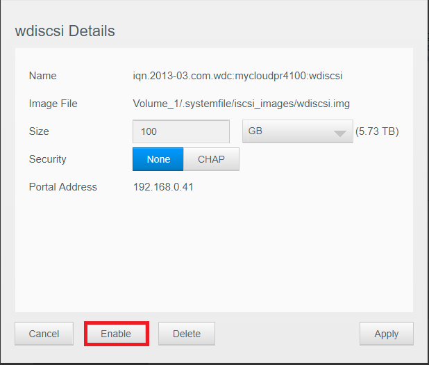 My Cloud Creating and Mounting an iSCSI Target