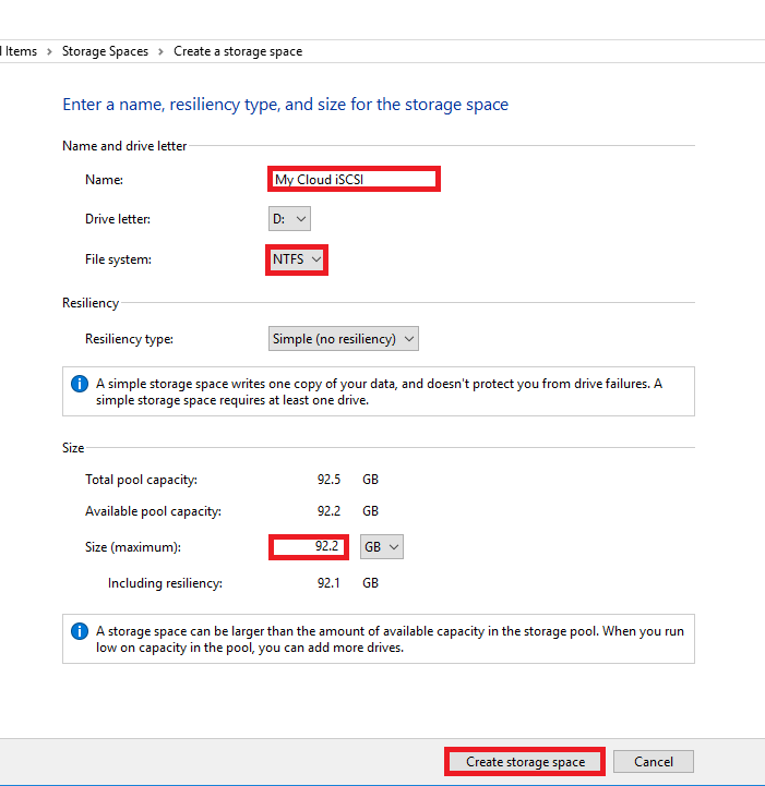 My Cloud Creating and Mounting an iSCSI Target