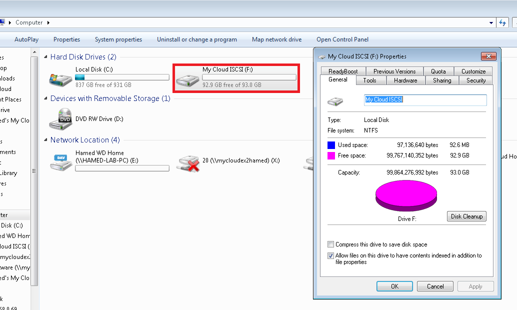 My Cloud Creating and Mounting an iSCSI Target
