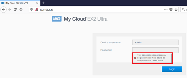 My Cloud: Não seguro ou erro de certificação ao acessar o painel