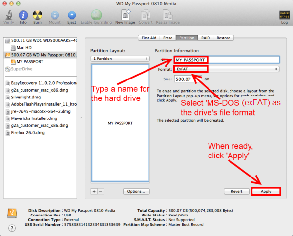 how to format wd elements to a mac laptop