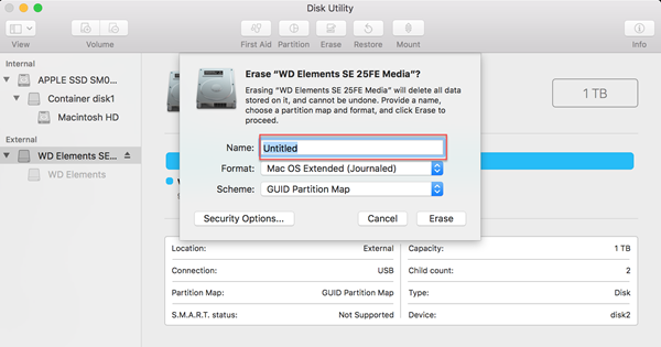 how to format wd elements for mac