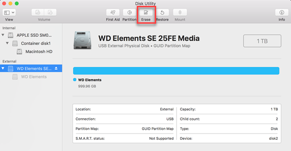 erase drive with wd drive utilities