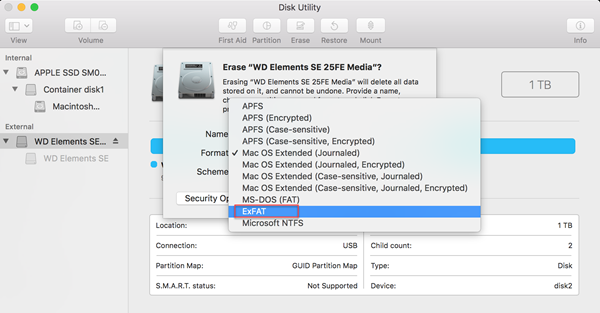 how to format wd elements for mac