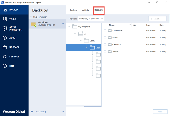 acronis true image restore from network