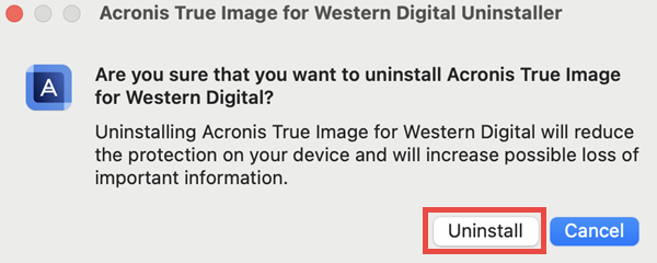 uninstall acronis true image for western digital