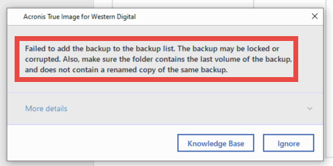 acronis true image failed to read data from the disk