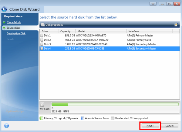 acronis true image wd edition will not clone