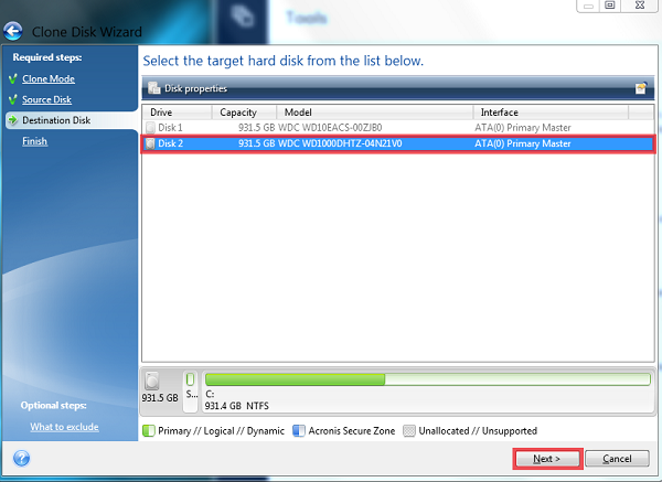 acronis true image wd edition wont recognise hdd