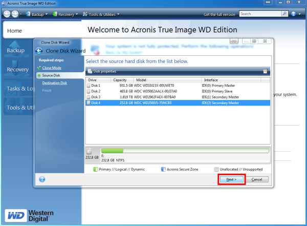 acronis true image disk clone wizard