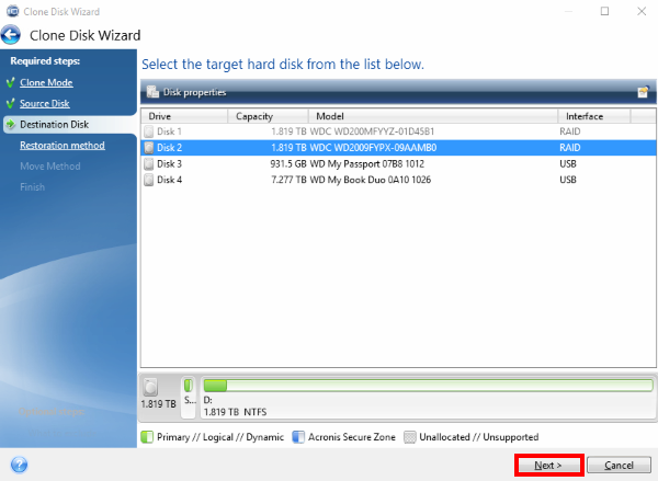 acronis true image wd edition will not clone