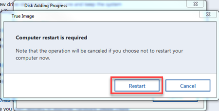 acronis true image restart is required windows 10