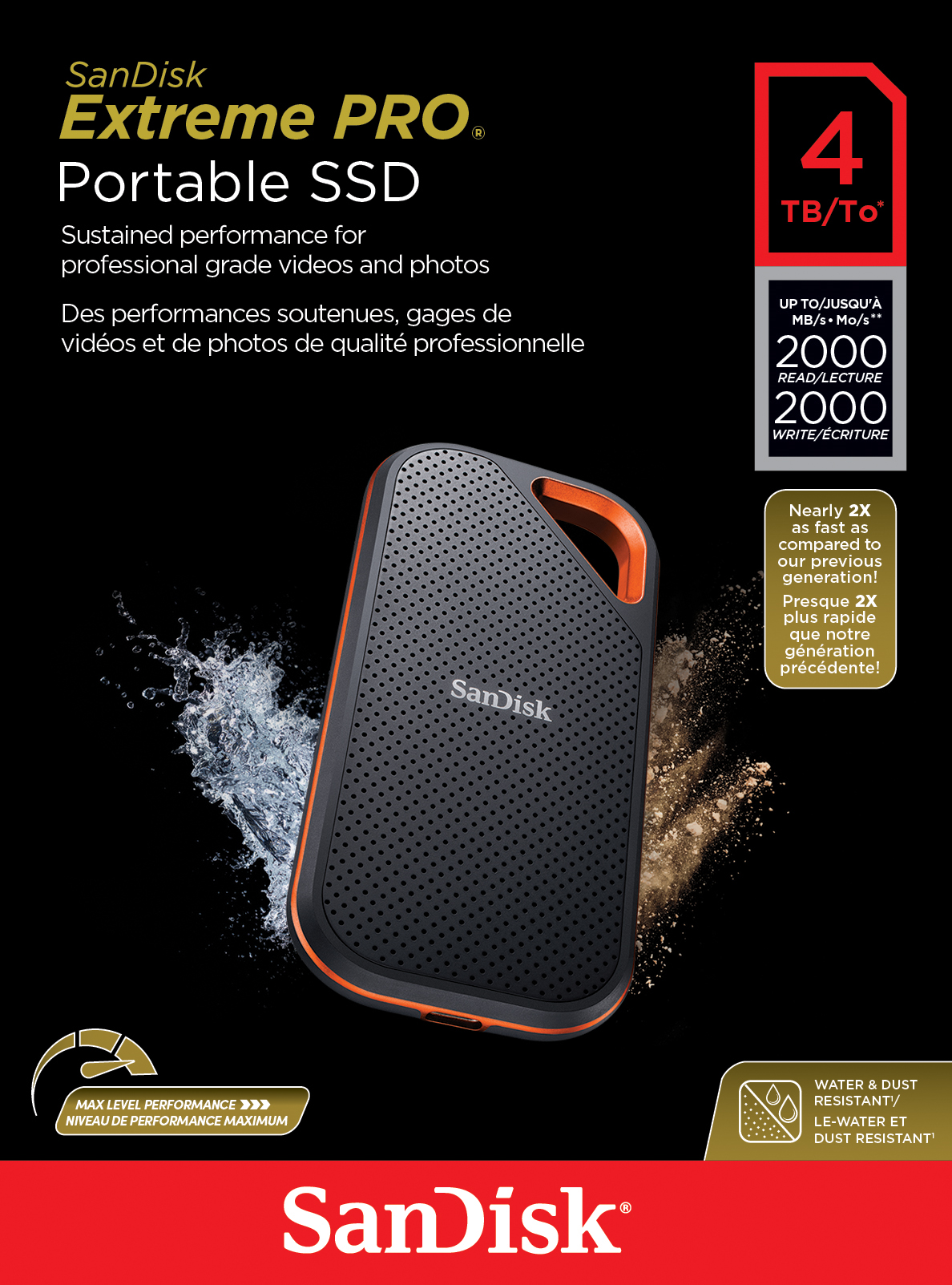 SanDisk Extreme PRO(R) ポータブル外付けSSD 1TB 最大転送速度1050MB