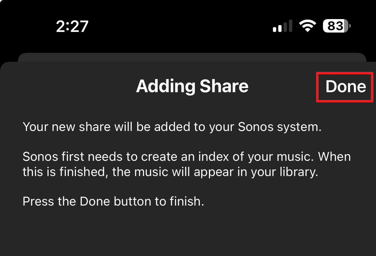 Instructions to add a My Cloud Home to Sonos Music Library using Samba (SMB) Local Network Share