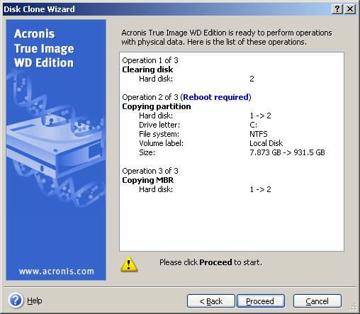 acronis true image wd edition change partition size