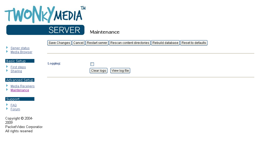 access twonky media server
