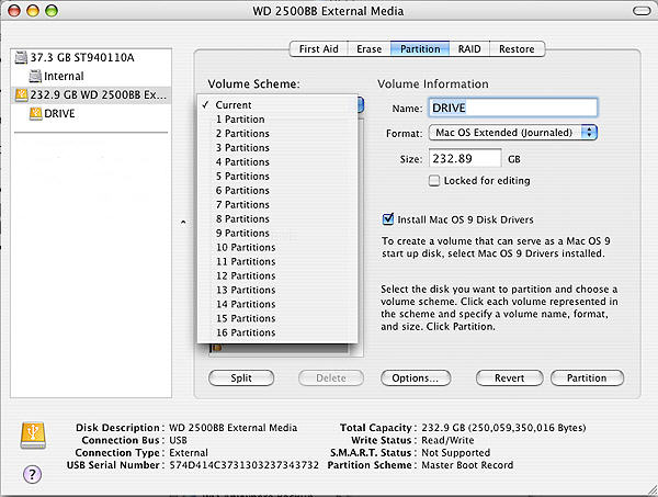 mac os extended journaled external hard drive