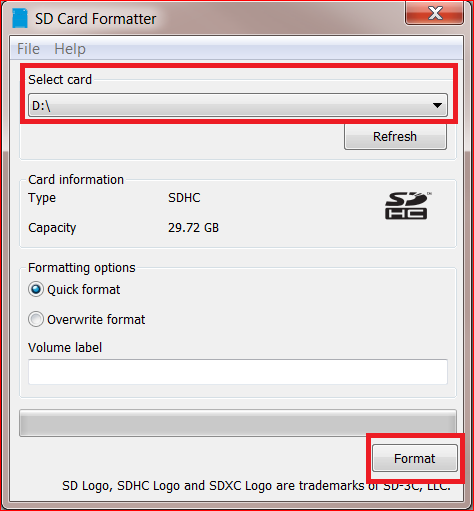 Utiliser l'outil SD Formatter pour restaurer la capacité totale