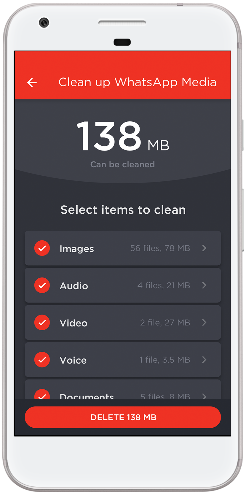Memory Zone Cleanup and Delete Whatsapp Data