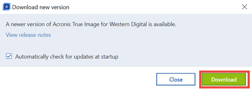 wd acronis true image software update