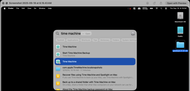 最新または古い macOS Time Machine バックアップを表示および復元する